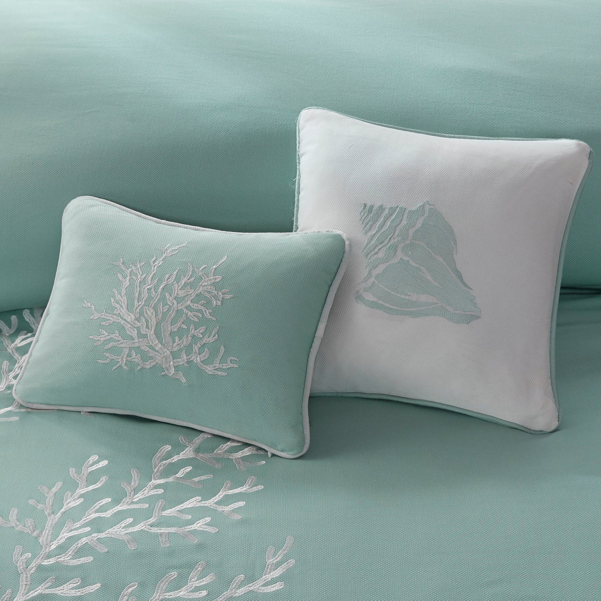 Oversized Cotton Jacquard Comforter Set Aqua Queen
