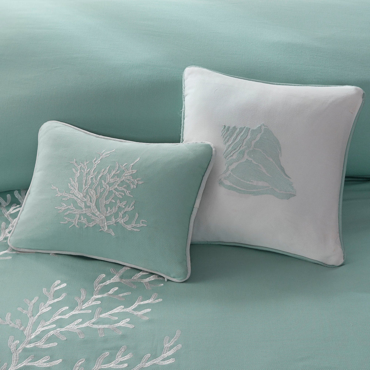 Oversized Cotton Jacquard Comforter Set Aqua Queen
