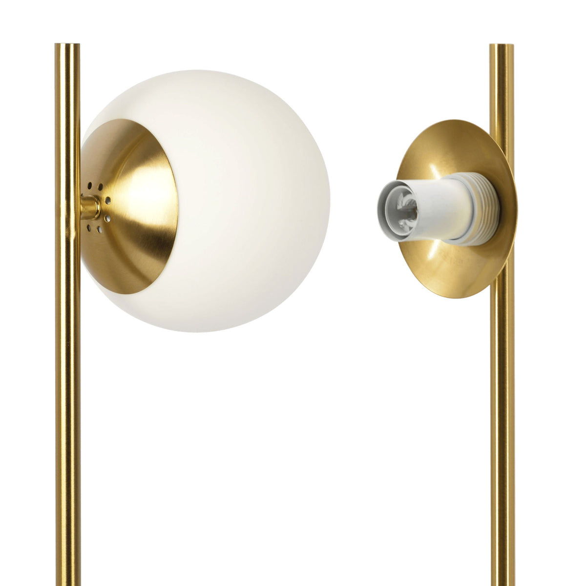 Ethereal - Modern Small Table Lamp, Desk Lamp Fixture With Globe Shade - Gold / White