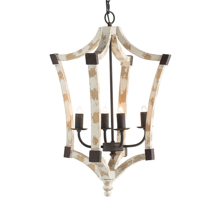 4 Light Chandelier with Adjustable Chain in Cream Finish