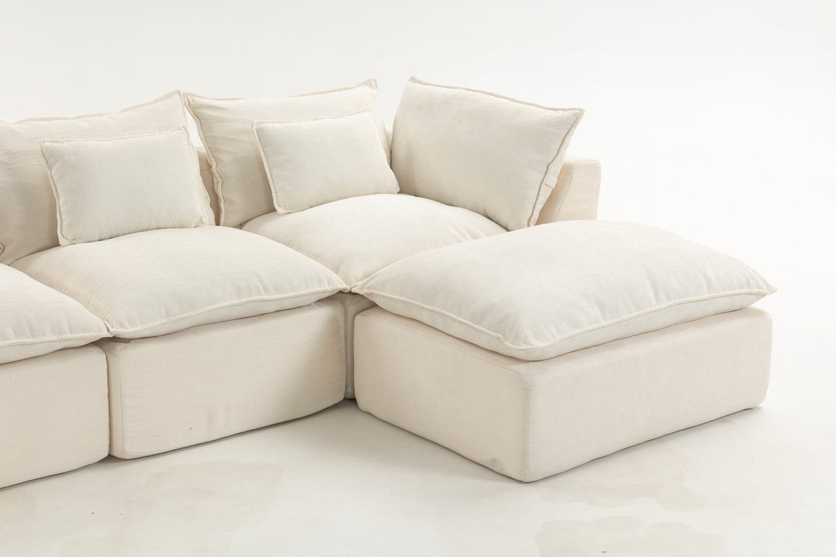 129.8" Width Cloud Couch Oversized Modular Sectional Sofa