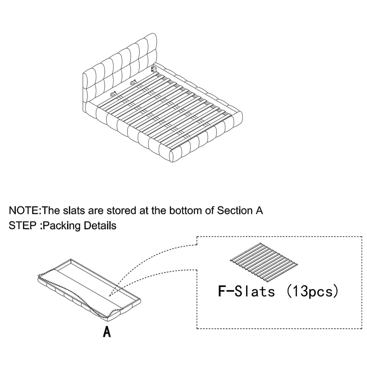 Modern Platform Bed Frame With Thick Fabric