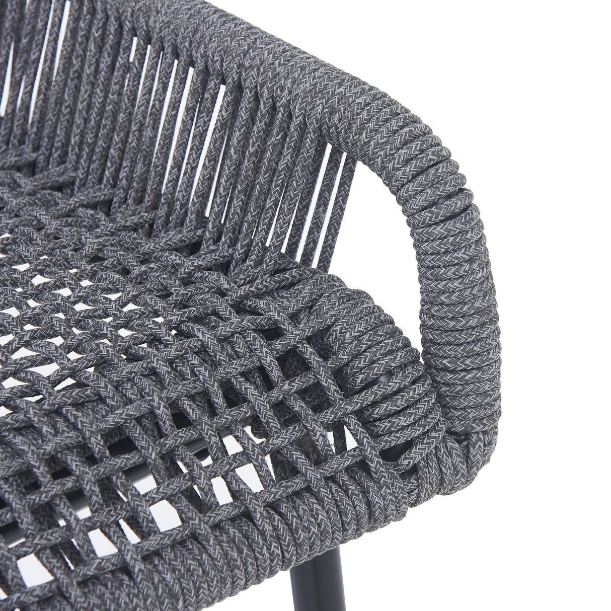 La Push Outdoor Patio Dark Gray Rope Barstool (Set of 2)