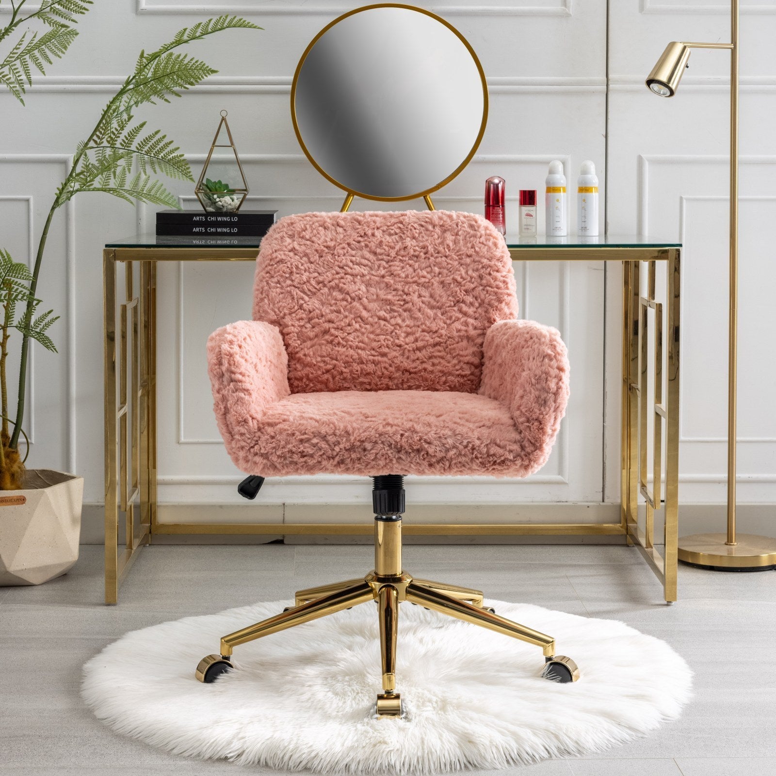 Office-Chair-with-Adjustable-Gold-Legs-Pink-Chairs-&-Seating