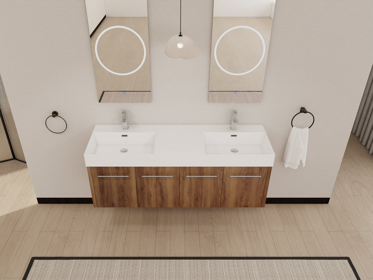 60 Inch Wall-Mounted Bathroom Vanity with Sink