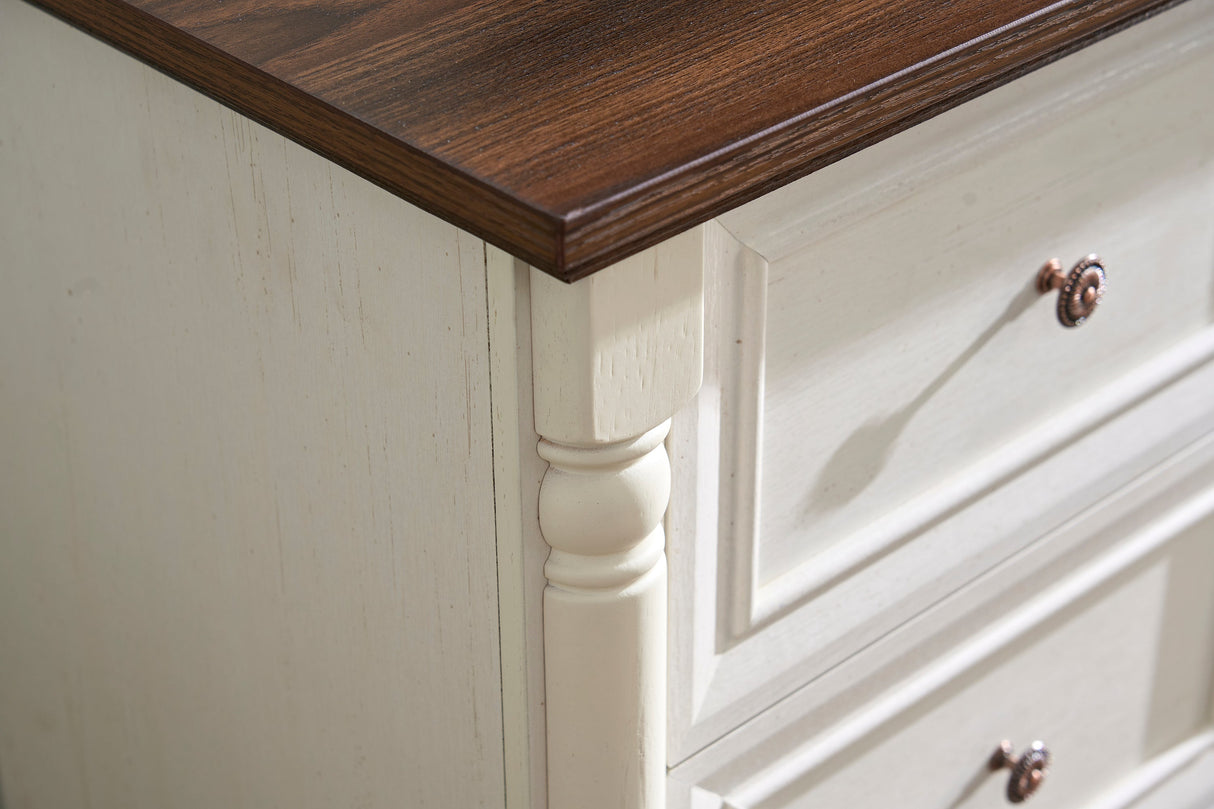 Farmhouse Style 6 Drawer Dresser Chest with Base Wooden Rustic Chest