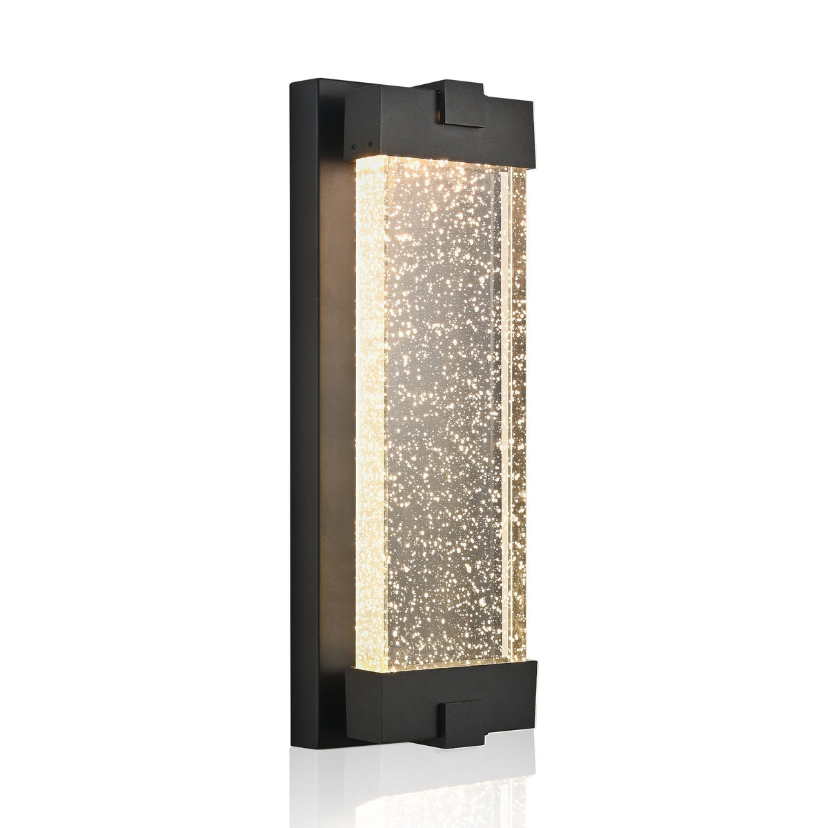 Black Aluminum Outdoor Wall Light with Bubble Crystal