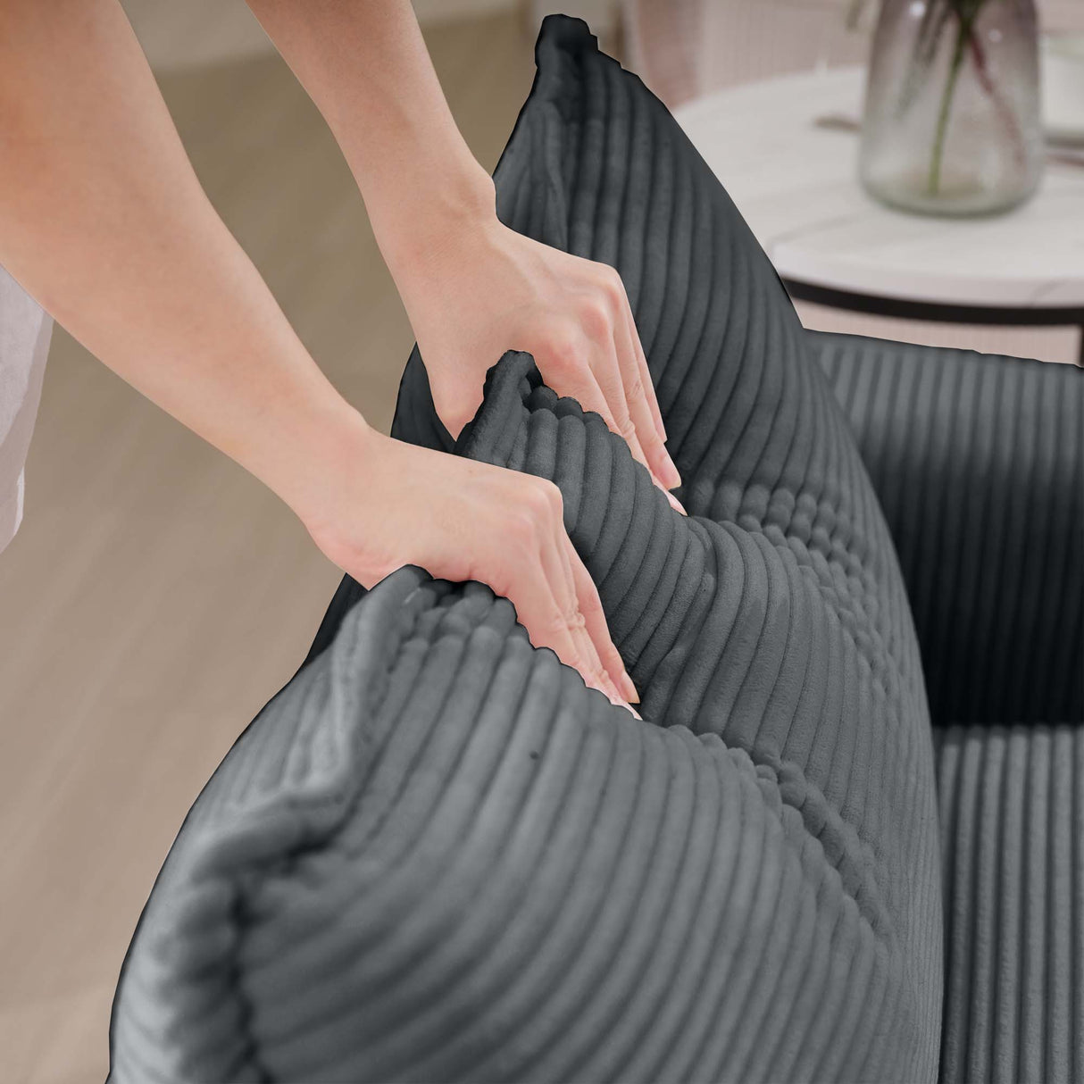 Modern Classic Fabric Single Chair Deep Seat Sofa With Pillow