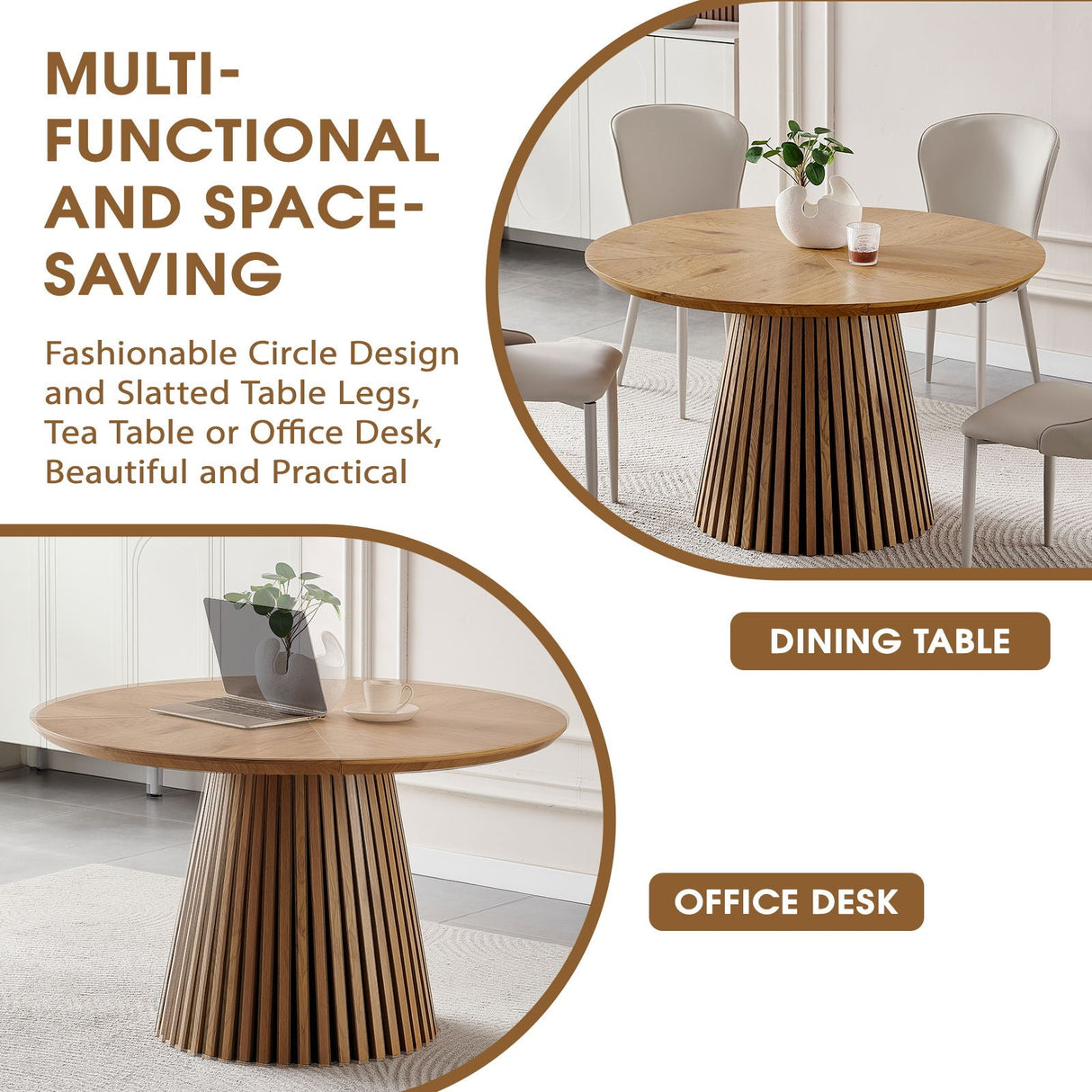 Round Dining Table For Dining Room - Natural Wood