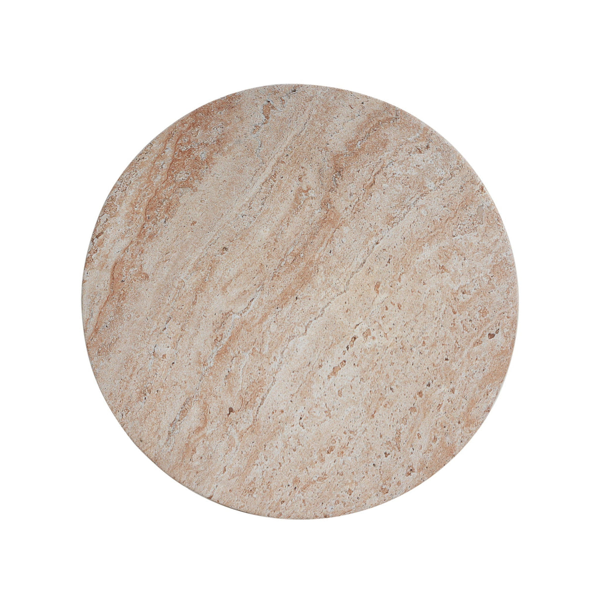 Outdoor / Indoor Lightweight Concrete Side Table with Travertine - Beige