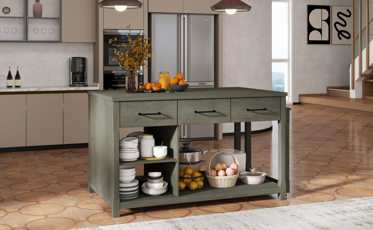 TREXM Extendable Kitchen Island with Storage
