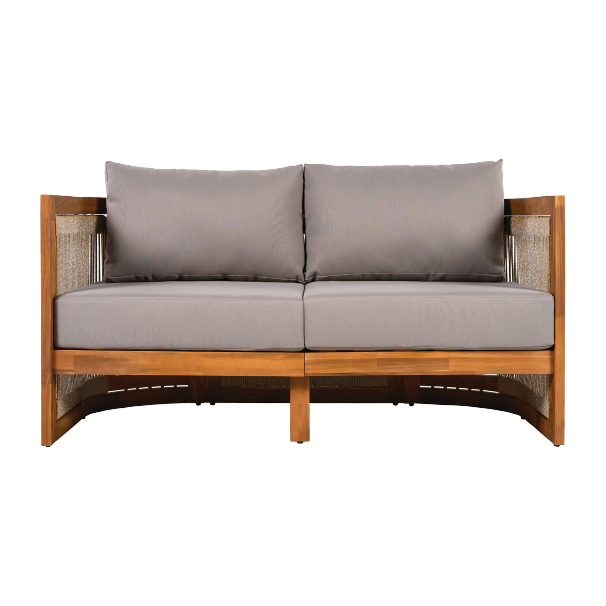 4-Piece Patio Seating Group with Acacia Wood and Woven Rope Accents