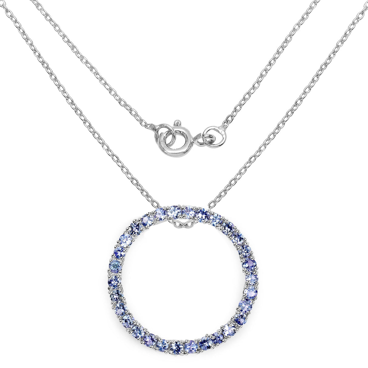 3.00 Carat Genuine Tanzanite .925 Sterling Silver Pendant