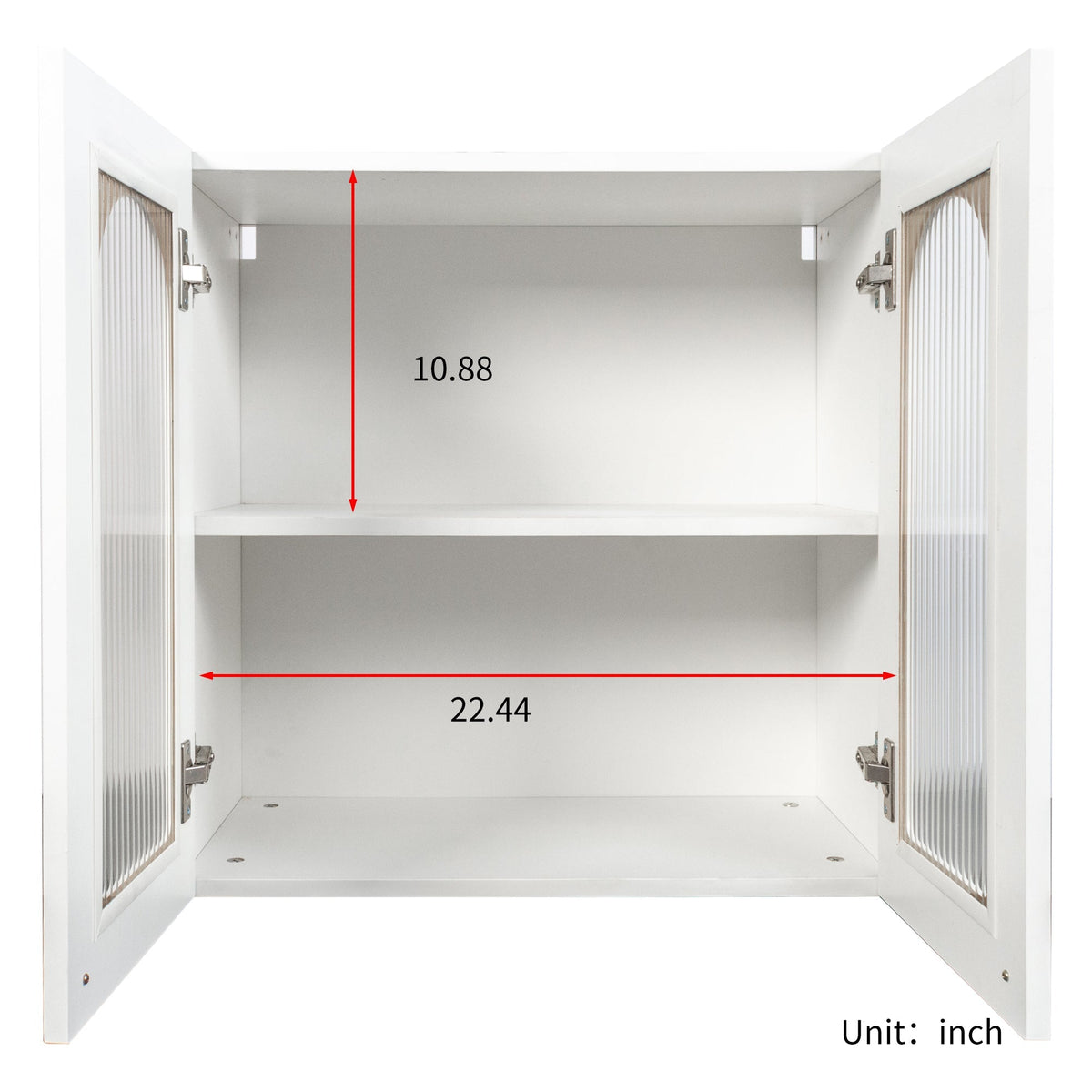 Wall Cabinet with Arched Glass Door and Adjustable Shelves