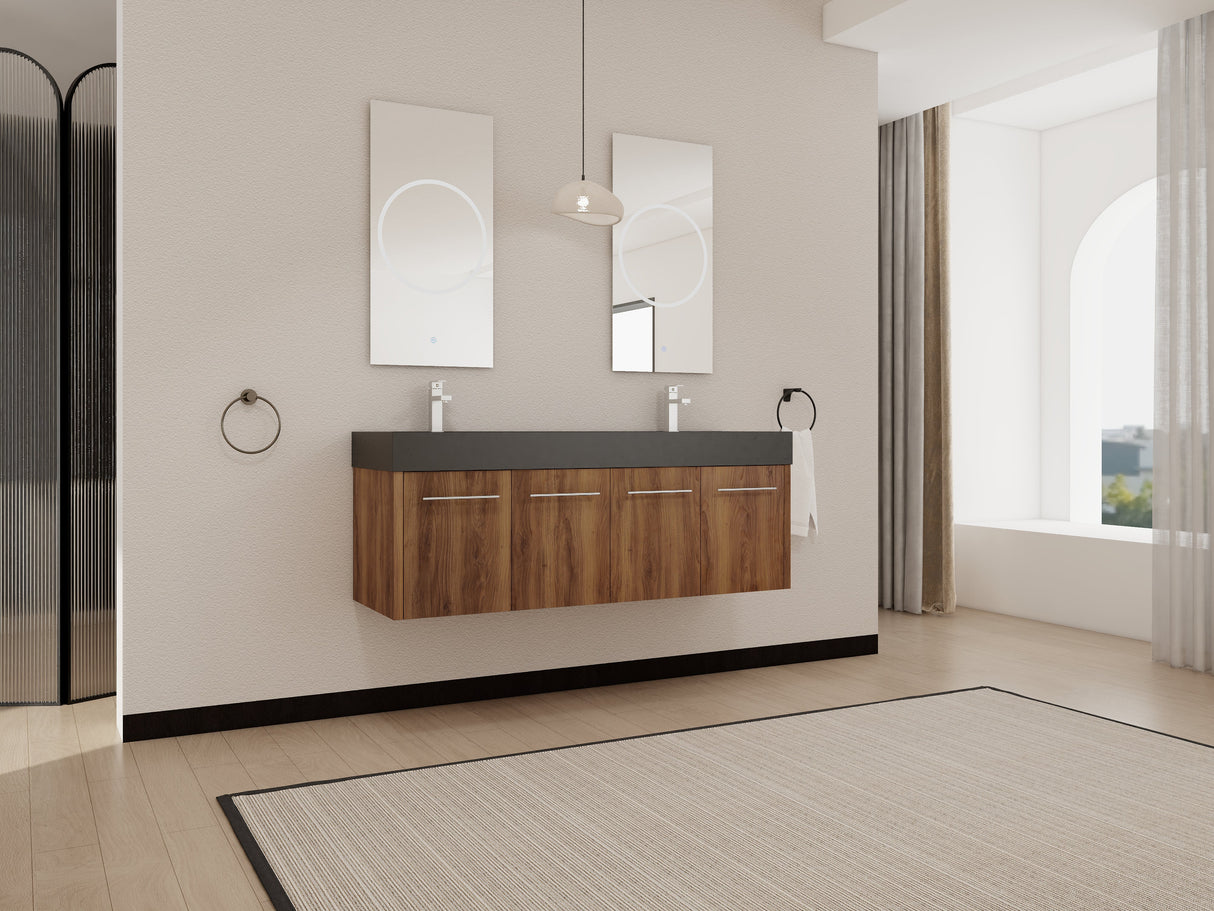 60 Inch Wall-Mounted Bathroom Vanity with Sink