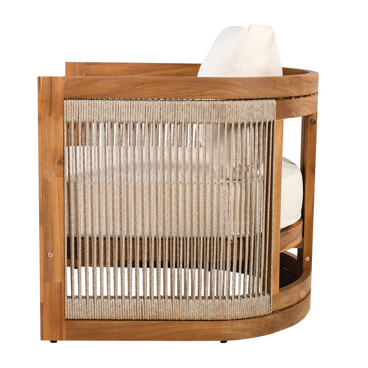 Premium Acacia Wood Outdoor Club Chair with Curved Tub Design