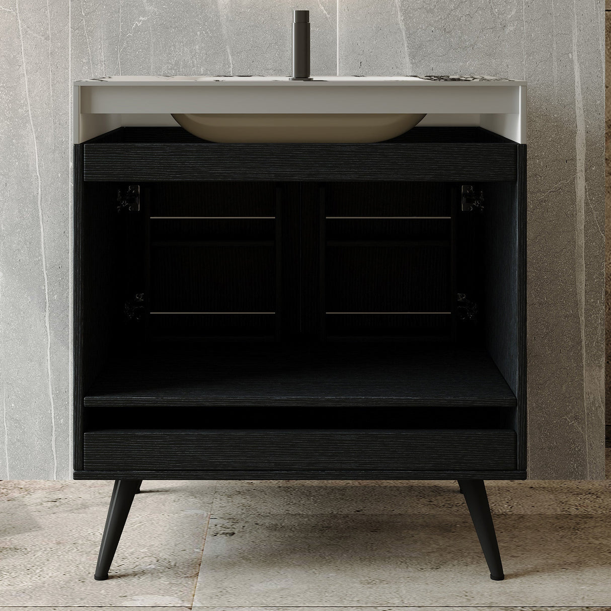 Contemporary Free-standing Bathroom Vanity with Faux Marble Top