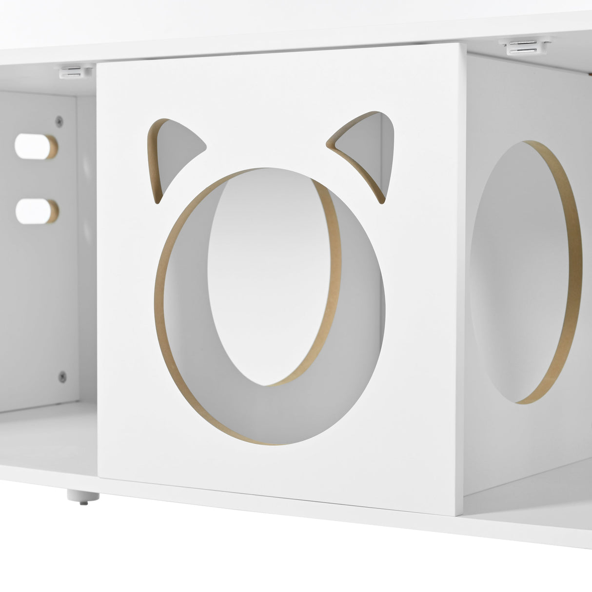 Furniture Style Cat Cabinet Cream White Cat Litter Box