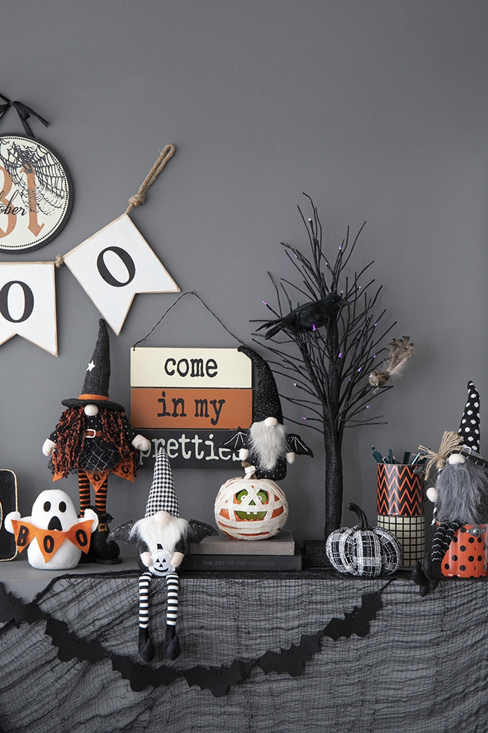 Fabric Black Gnome With Wings Decor