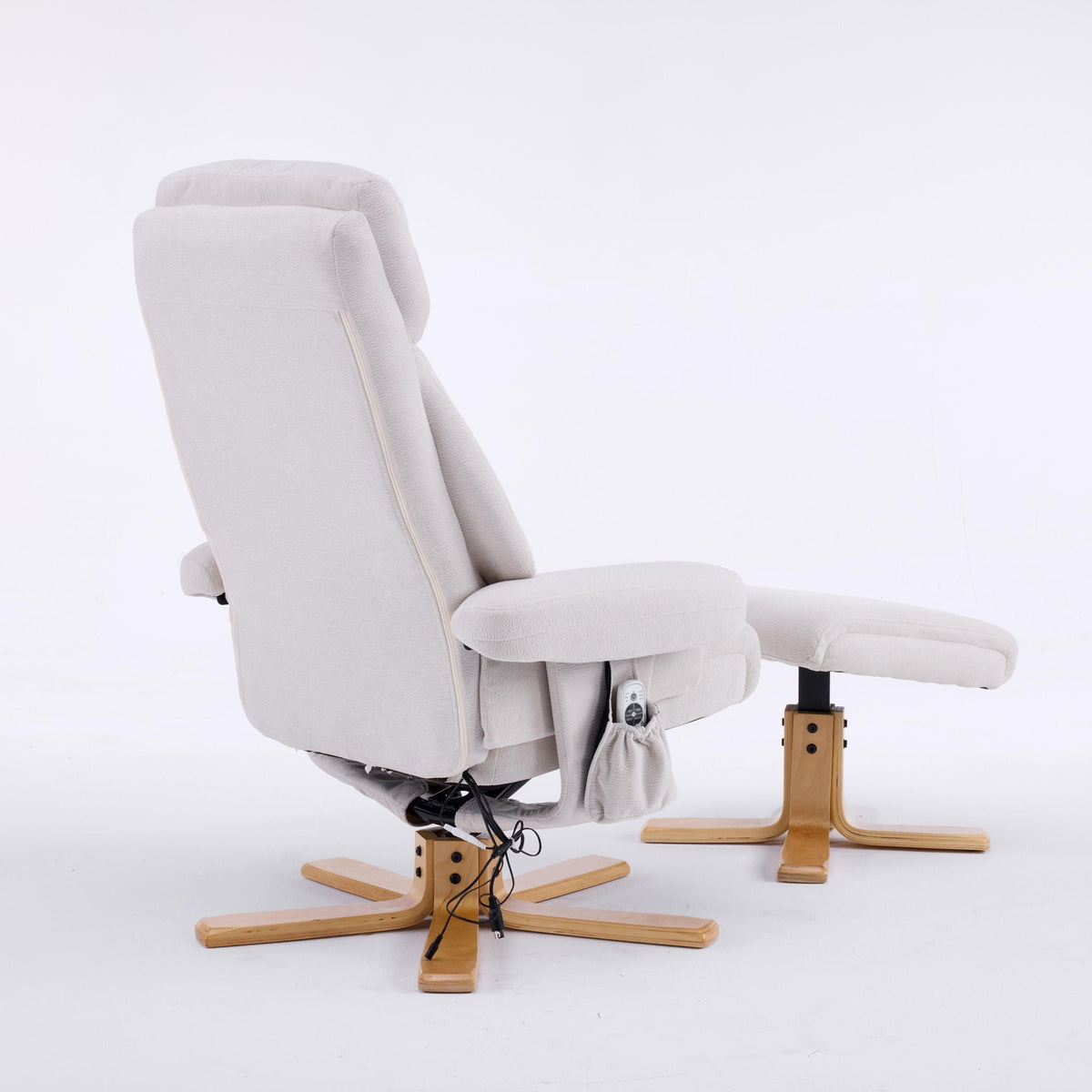 Upholstered Heated Massage 360° Swivel Accent Chair With Ottoman