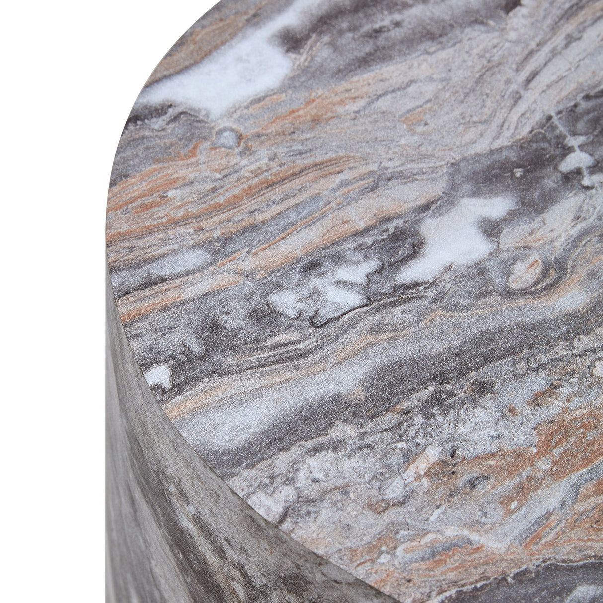 Simple Grey Marble Textured Cylindrical Coffee Table