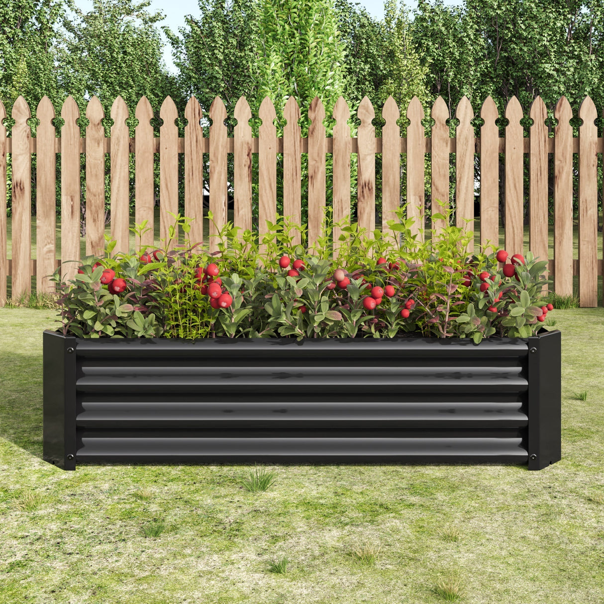 Metal Raised Garden Bed, 4×2×1ft Rectangle Planter