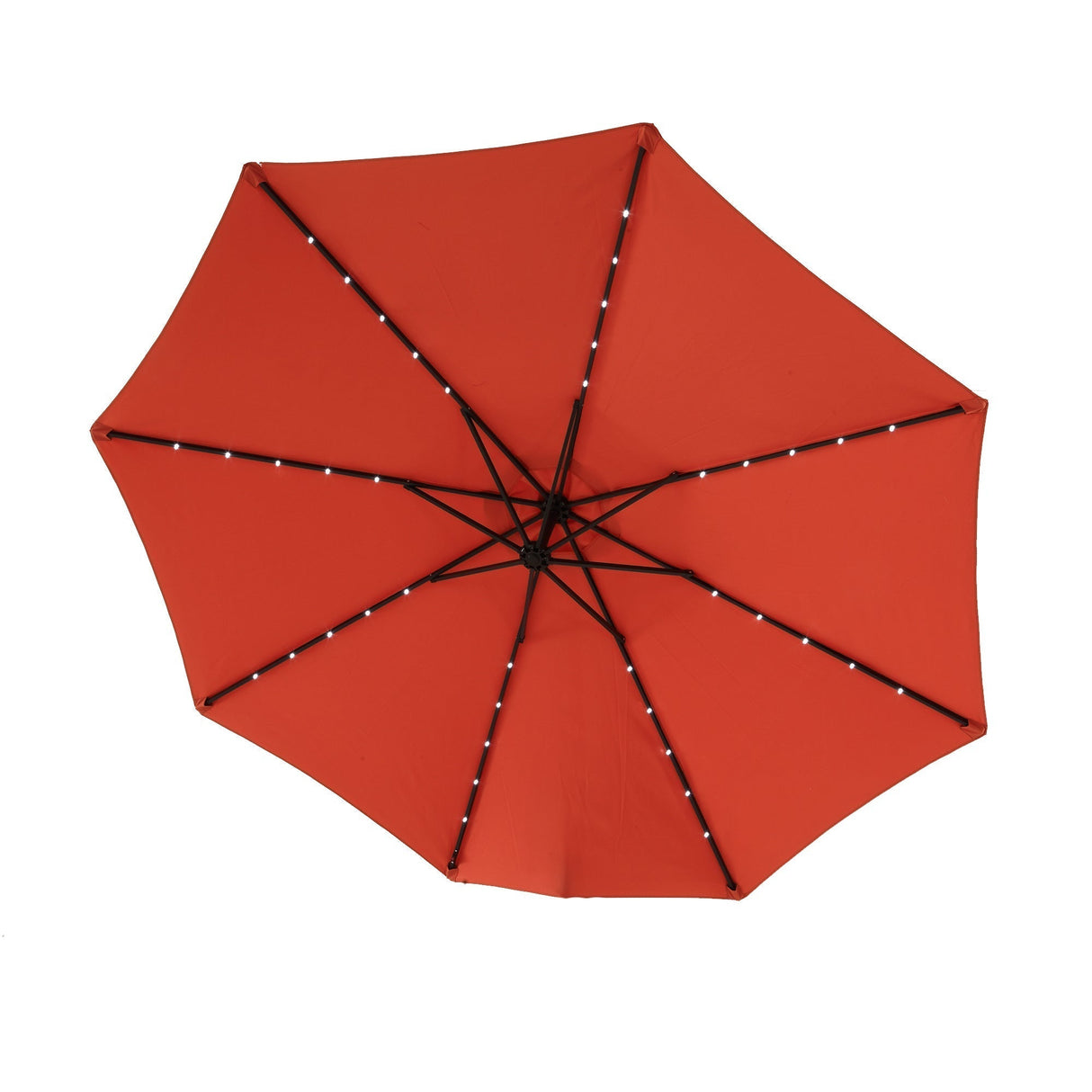 10ft Solar LED Offset Hanging Market Patio Umbrella (Orange)