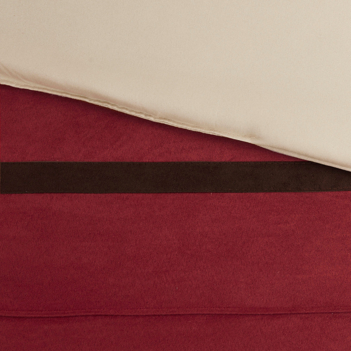 7 PC Pieced Faux Suede Comforter Set Red Queen