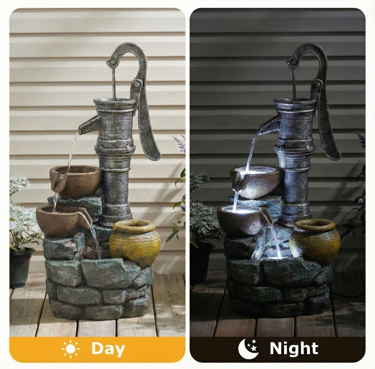 32'' Large Outdoor Fountain with Vintage Pump