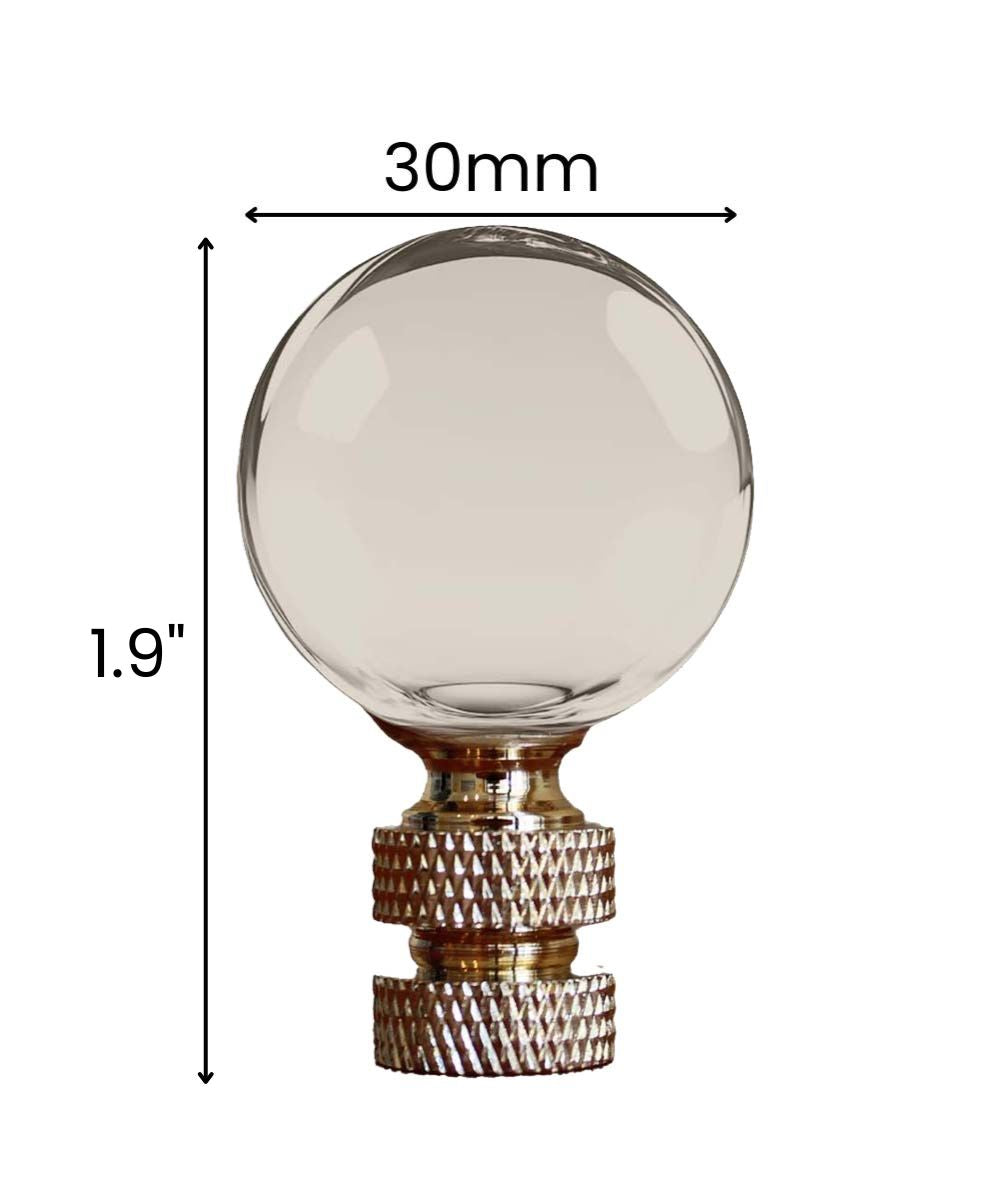 Smooth Ball Lamp Finial Crystal Amber Glass, 30mm