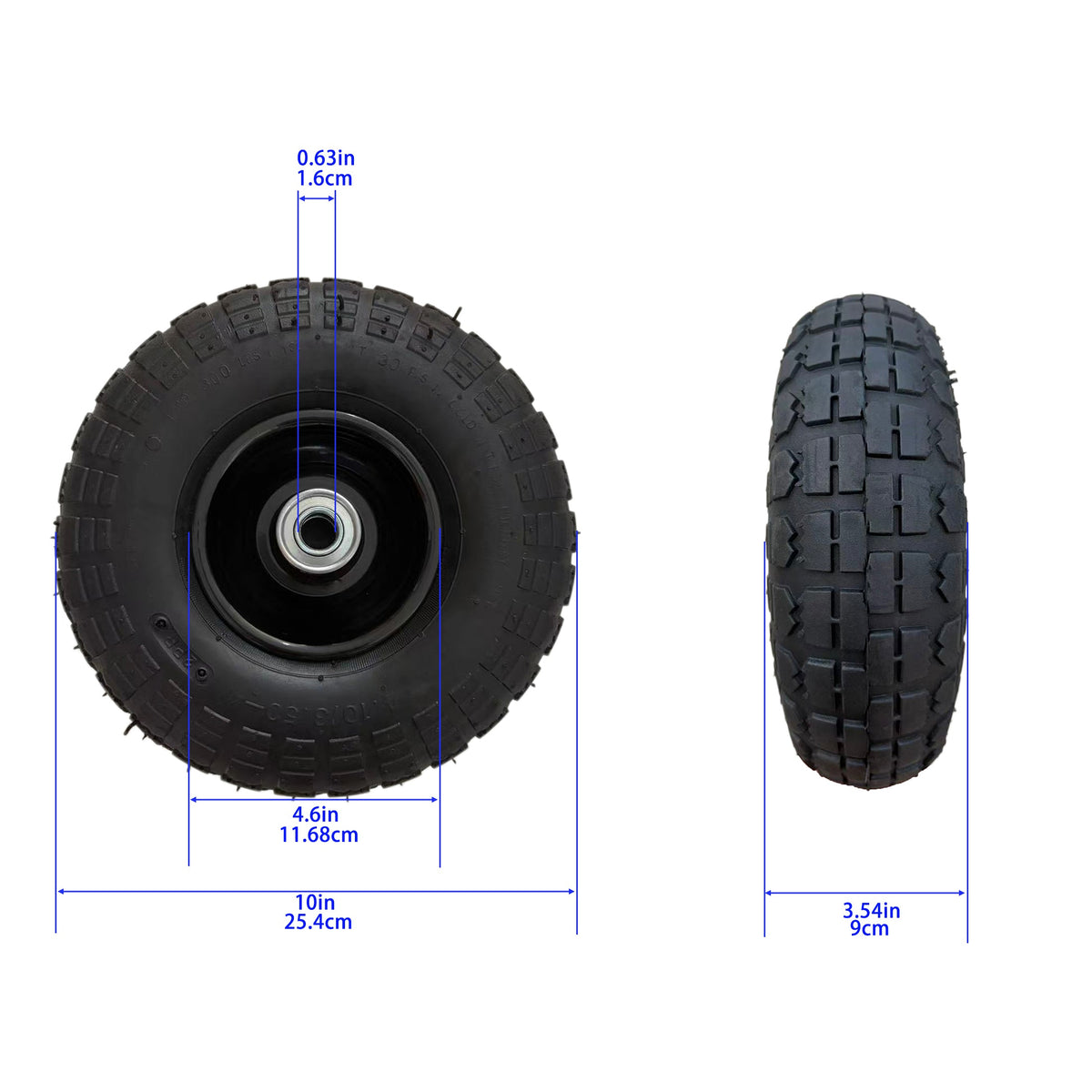 Air Wheels 410/3.50-4 10-Inch Replacement Part with Iron Construction - Black