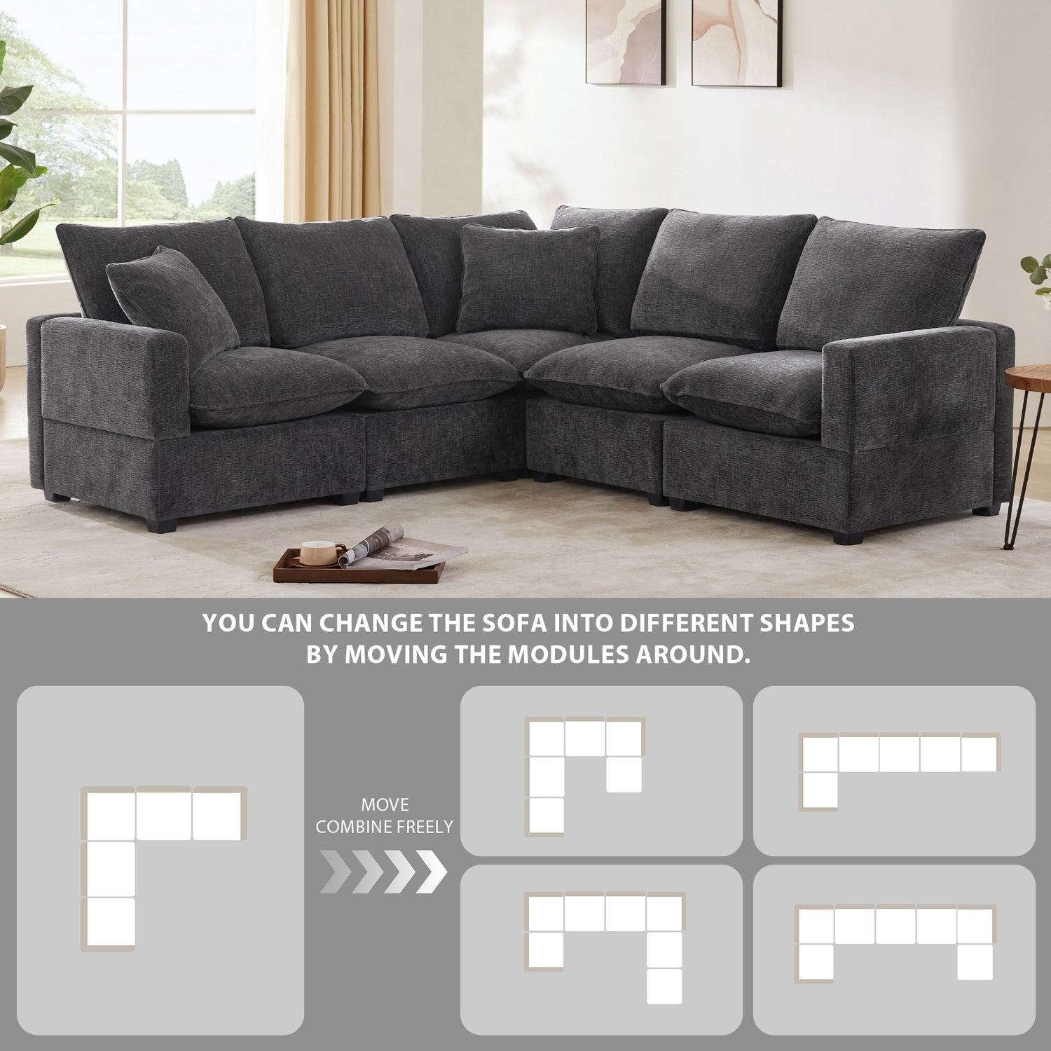 The Katherine Customizable Modular Chenille Sectional