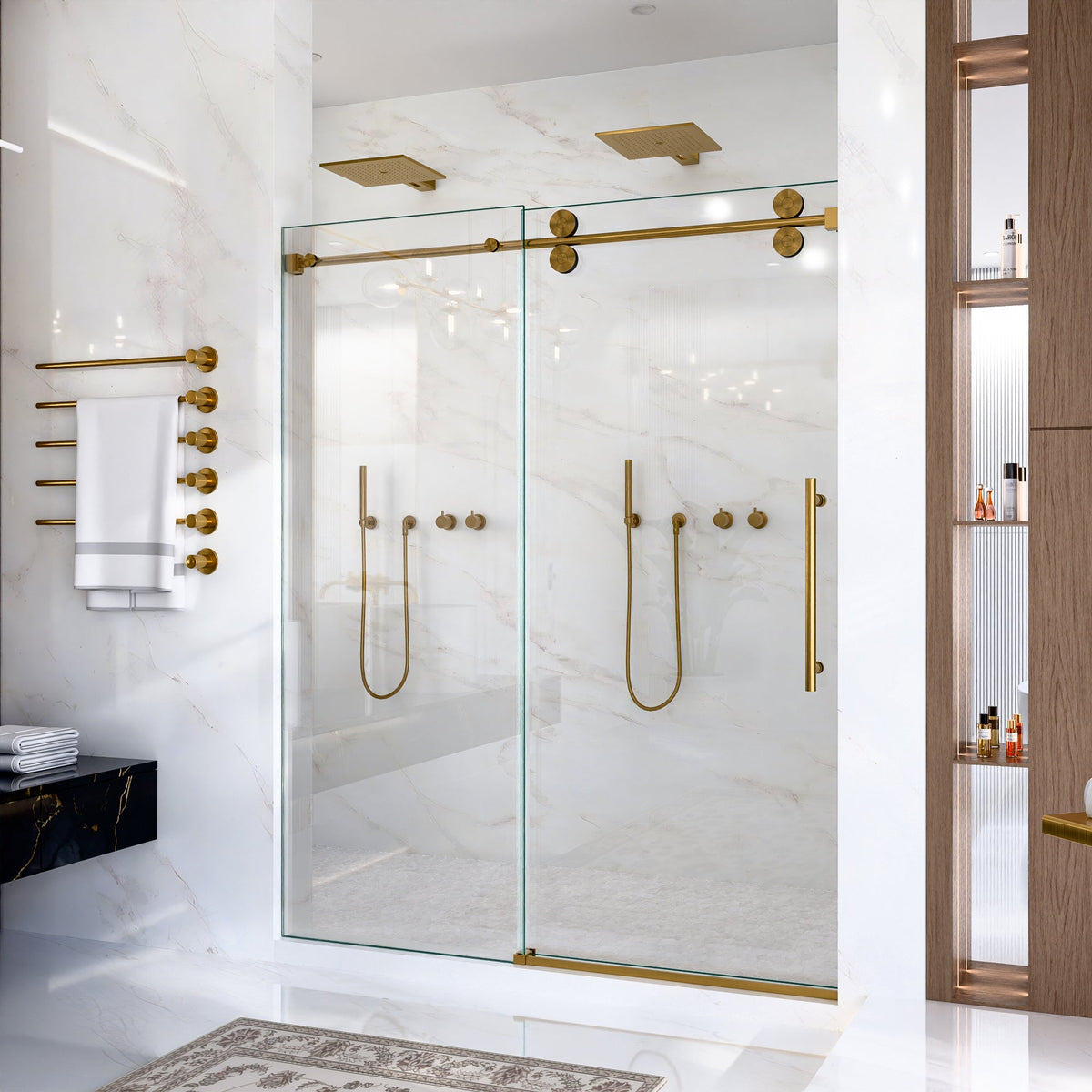56"-60"W x 72"H Frameless Single Sliding Shower Door