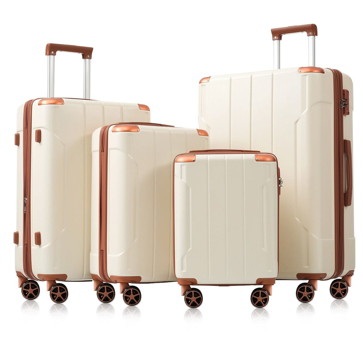 Brown & White 6-Piece Expandable Hardshell Luggage Set – 16” 20” 24” 28”