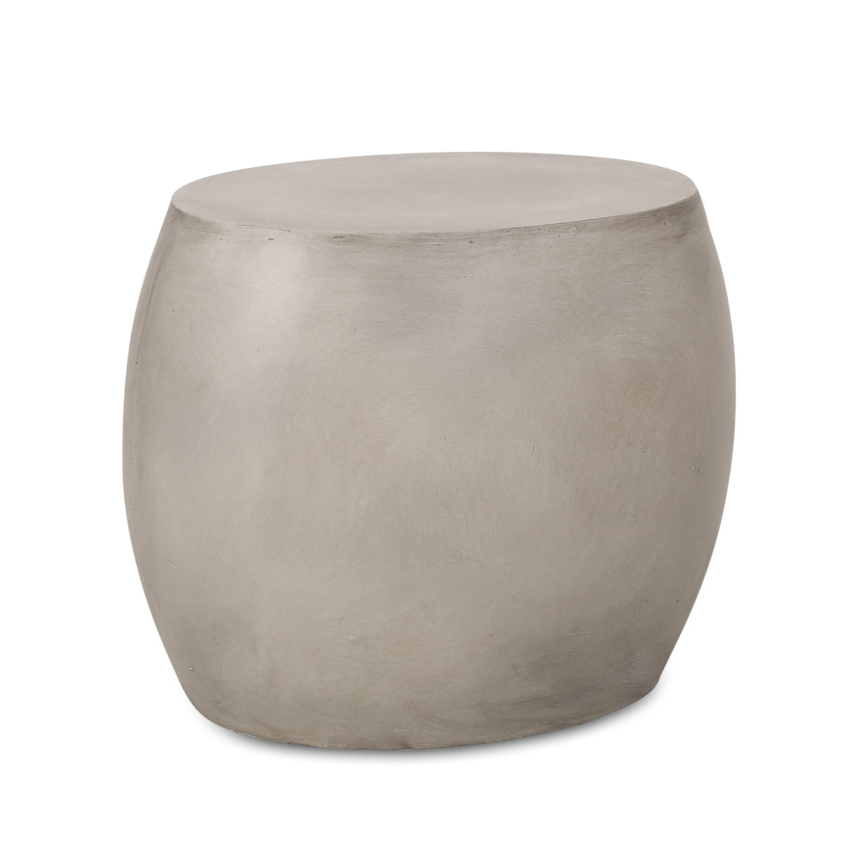 Outdoor Oval-Shaped Side Table, Light Grey