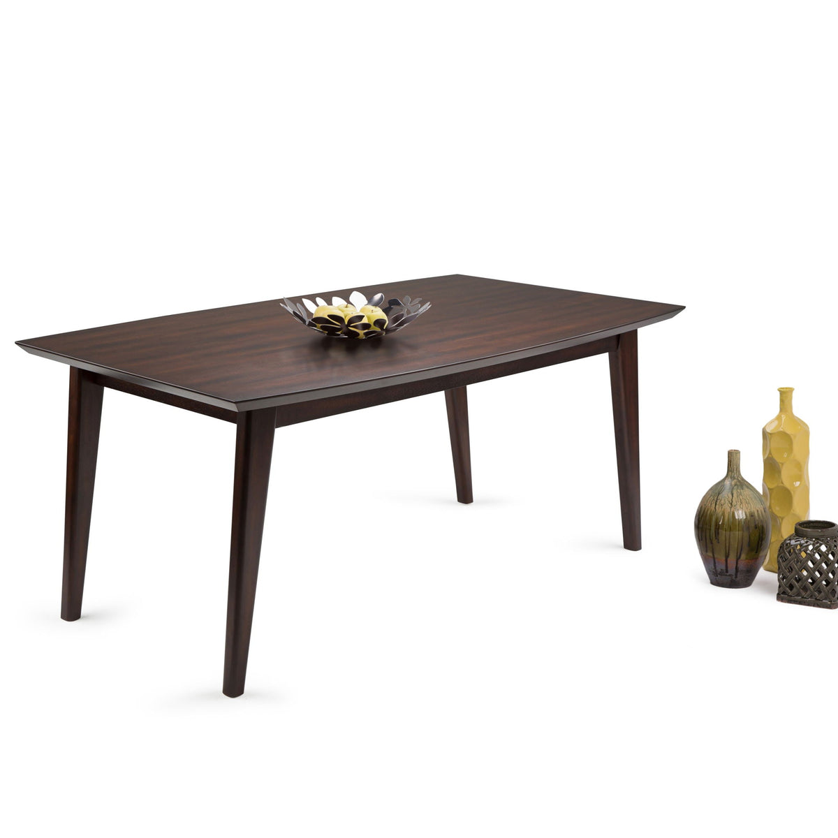 Rectangular Dining Table with Durable Solid Rubberwood Construction - Brown