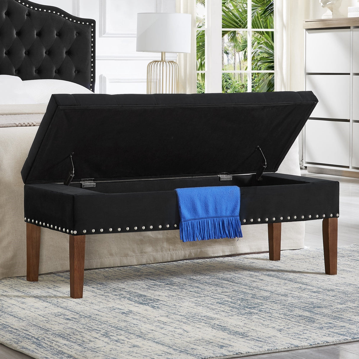 Tufted Bench with Storage
