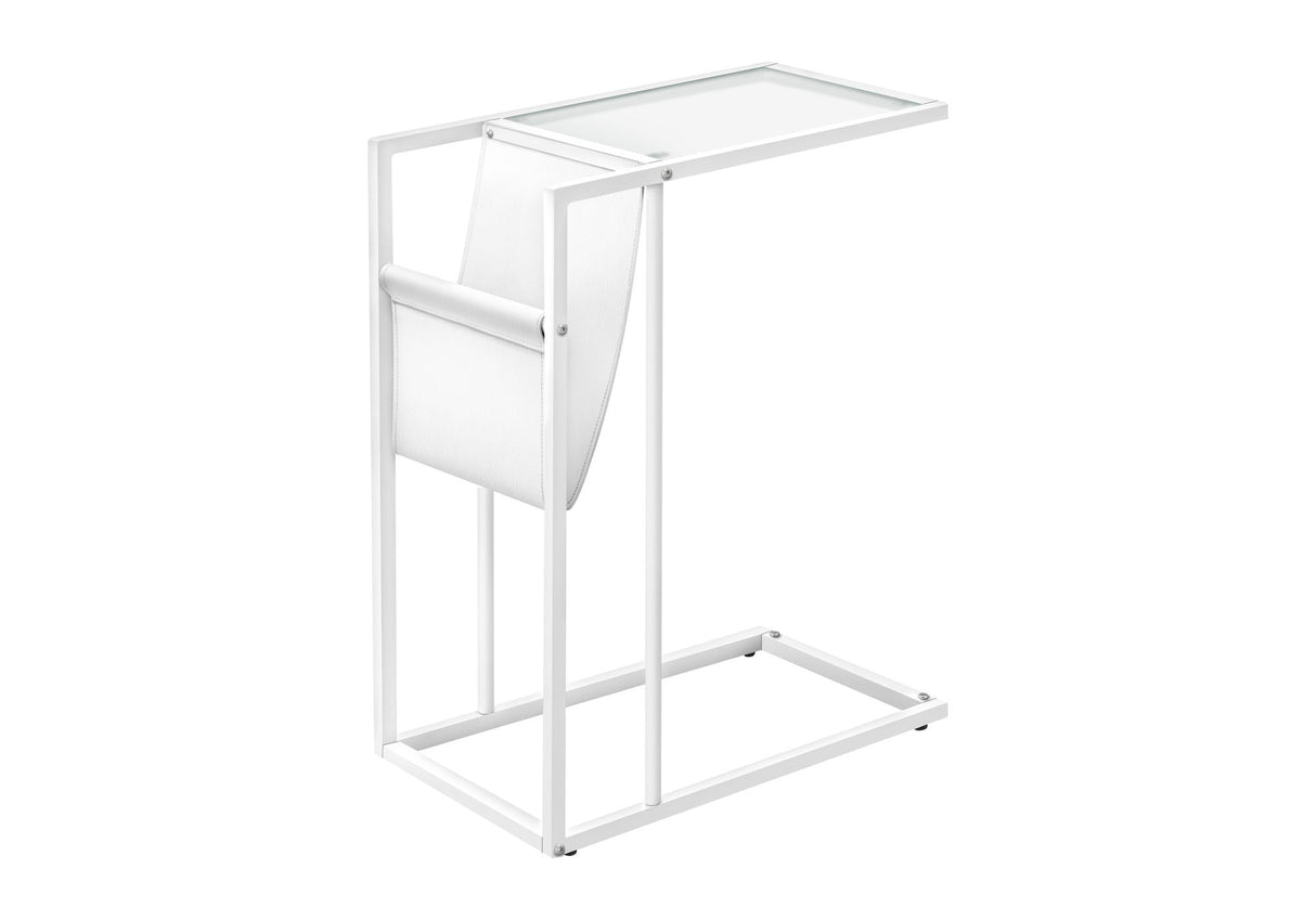 Accent Table, C-Shaped, Contemporary and Modern - White