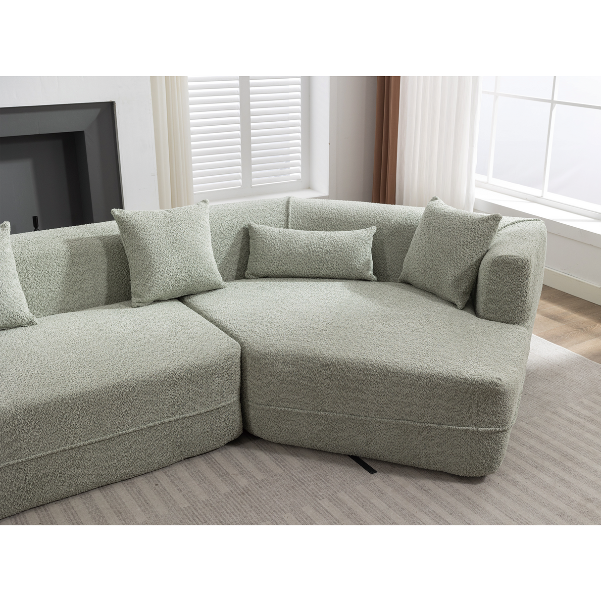 Modular Sofa Modern Minimalist Style Green Upholstered