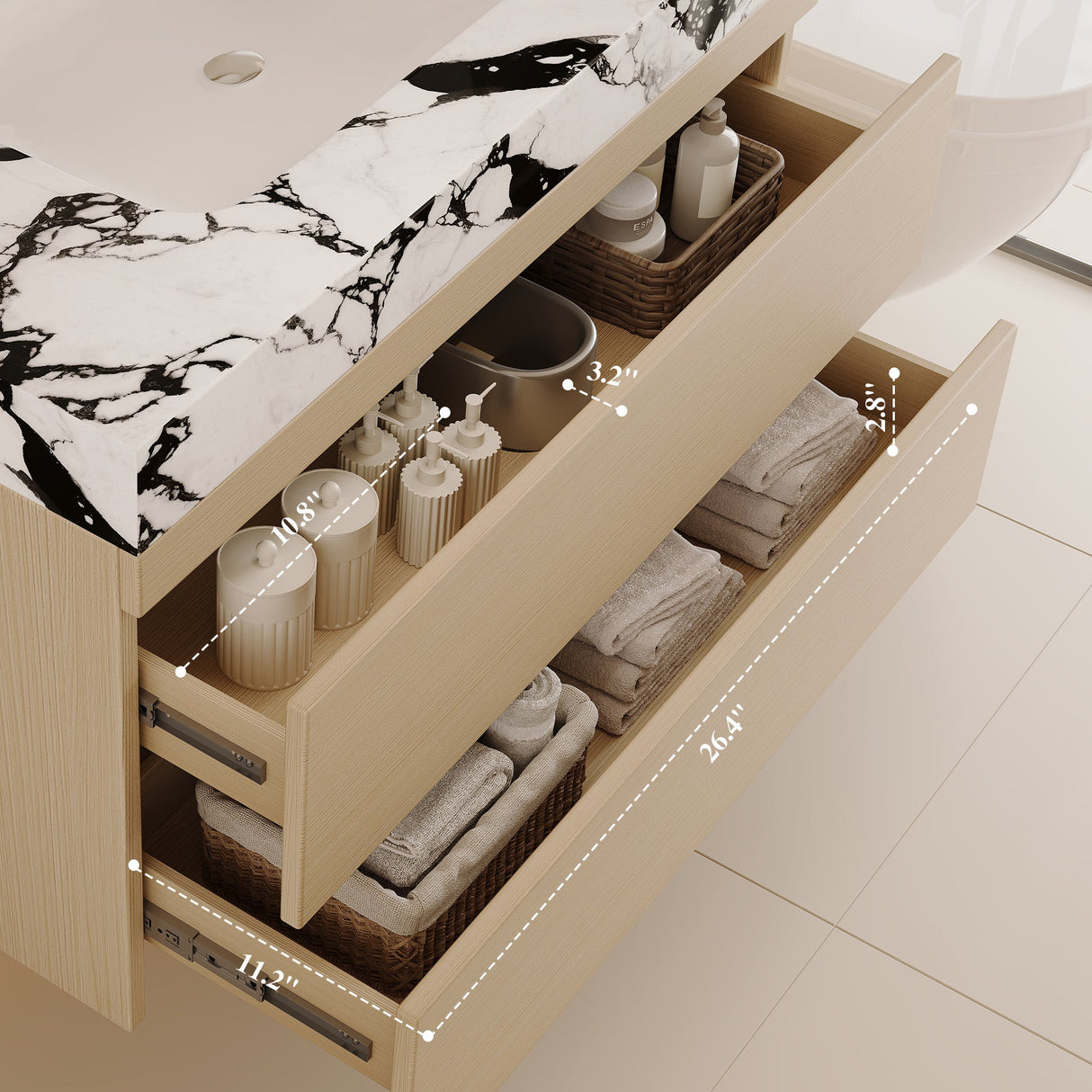 29.9" Modern Floating Bathroom Vanity