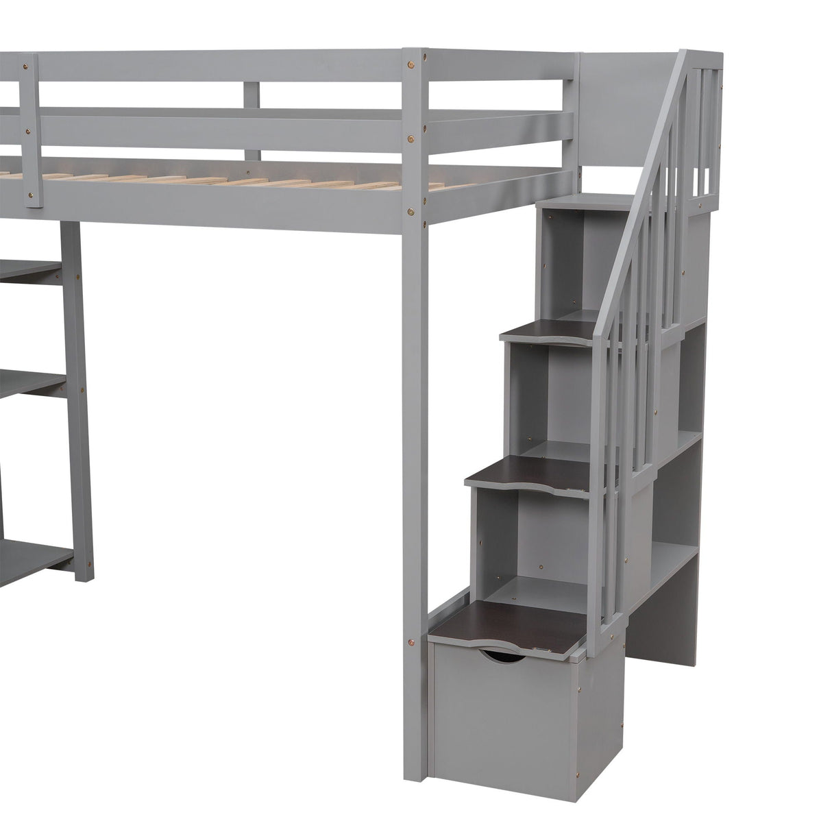 Loft Bed With Storage Drawers And Stairs With Shelves