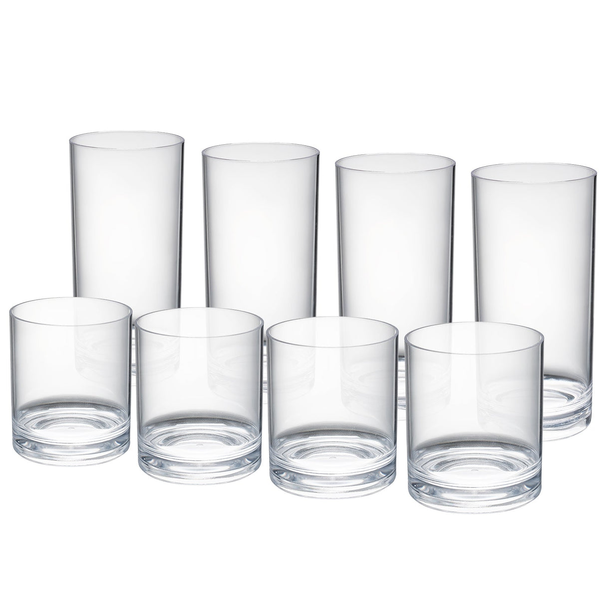 Barcelona Acrylic Lowball & Highball Glassware, Set of 8