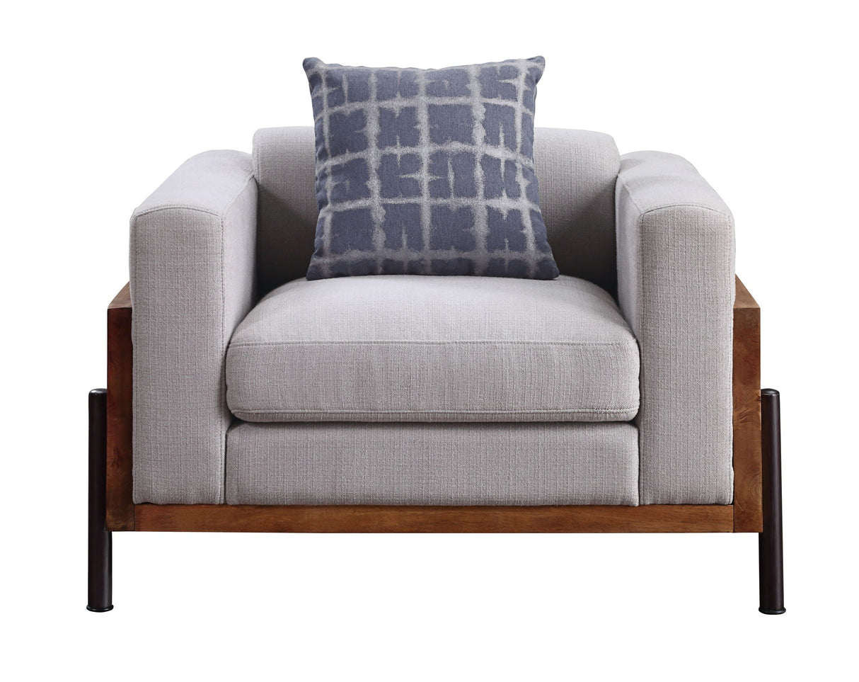 Pelton - Chair With Pillow - Fabric & Walnut