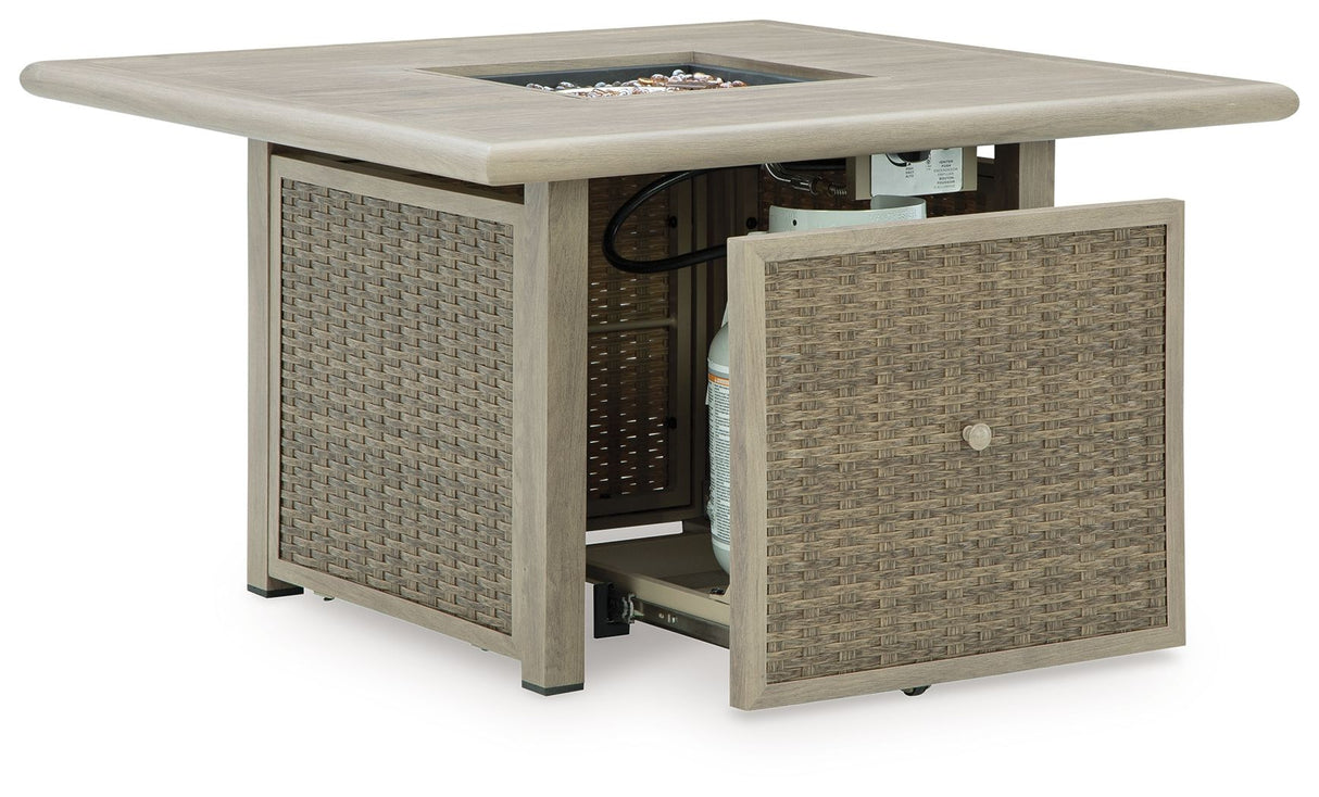 Cliff Trails - Square Fire Pit Table - Beige