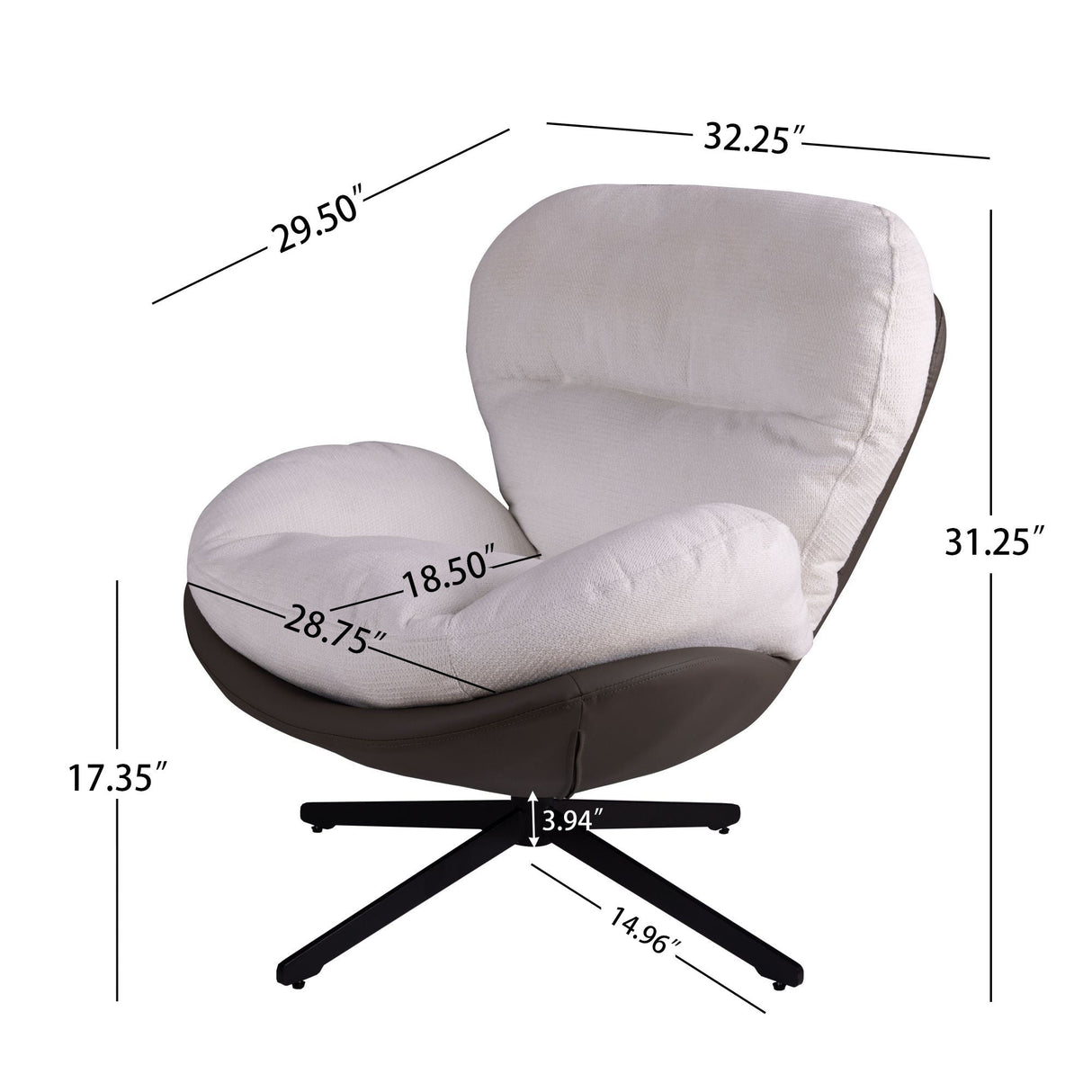 360° Swivel Office Chair, No Wheels