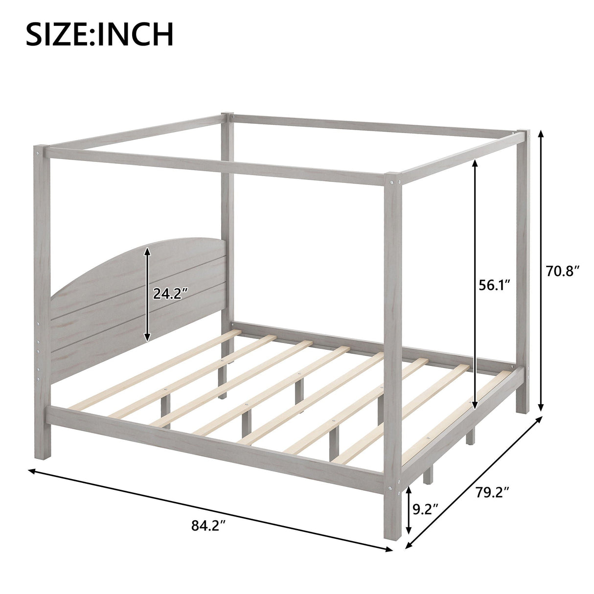 anopy Platform Bed With Headboard And Support Legs