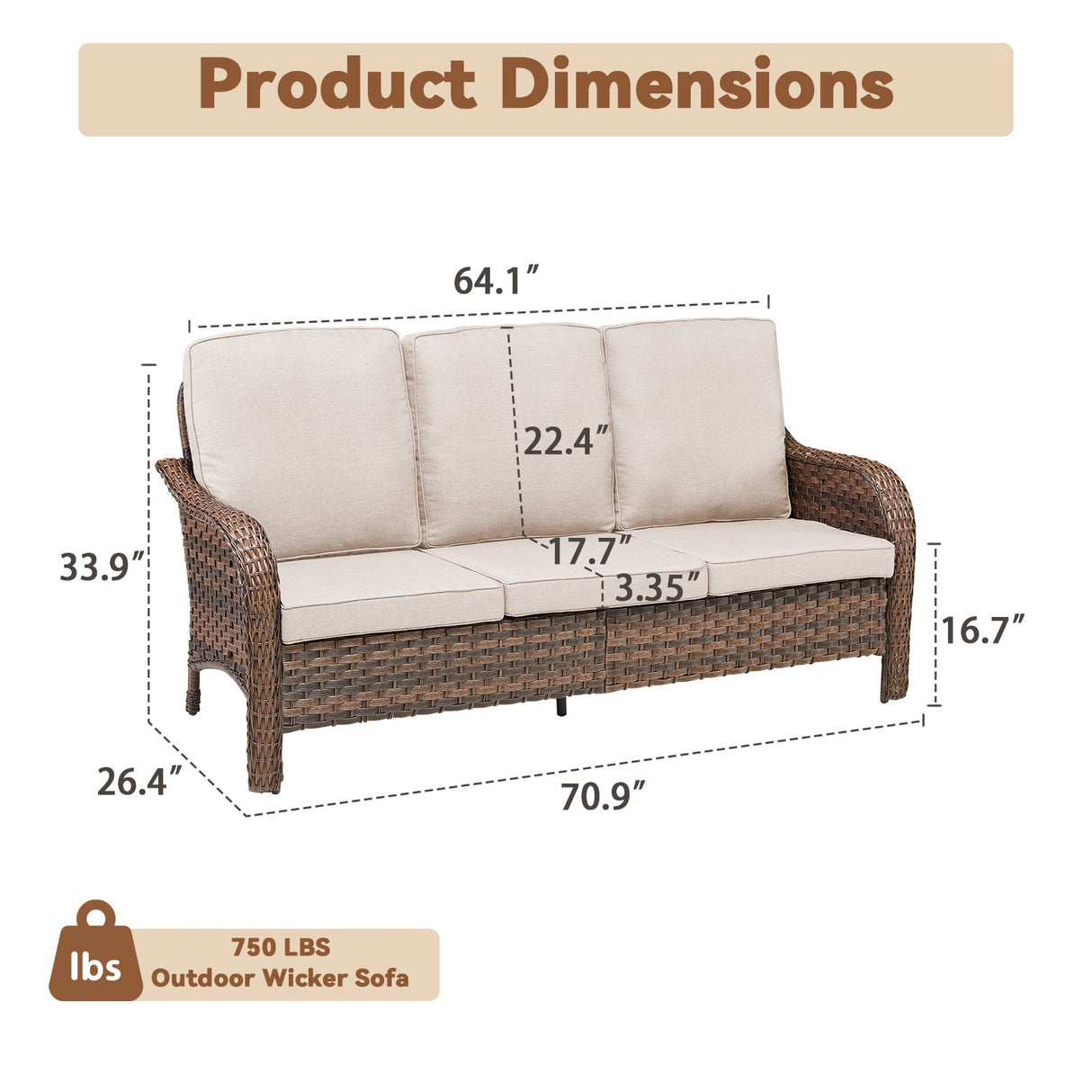 70.9" PE Wicker Rattan Outdoor Furniture Set