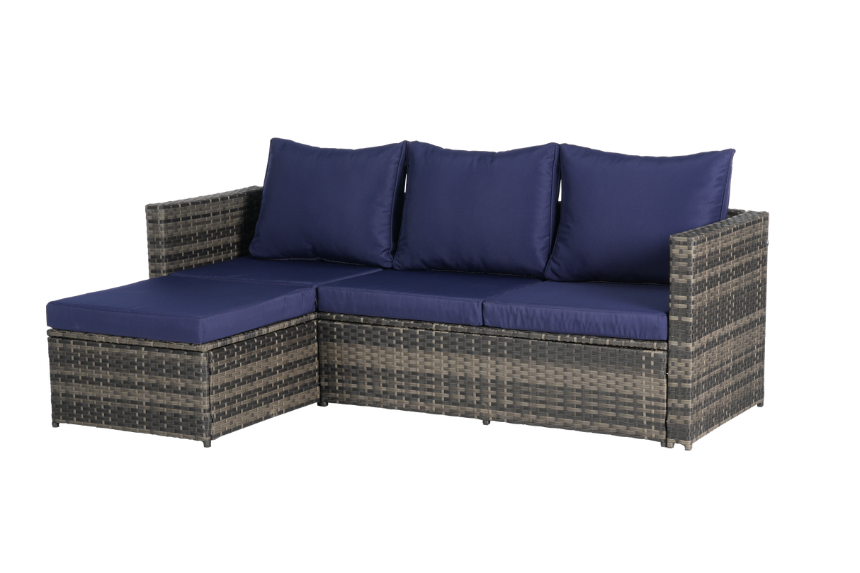 2 Pieces Patio Furniture Set, Outdoor Woven Sectional L-Shaped Patio Furniture