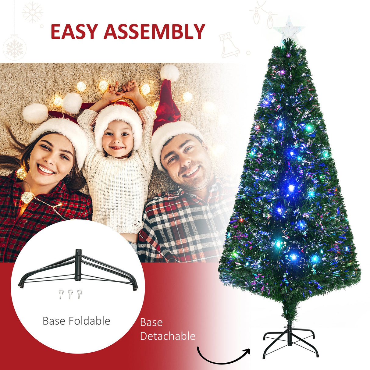 HOMCOM 6' Tall Douglas Fir Pre-Lit Artificial Christmas Tree
