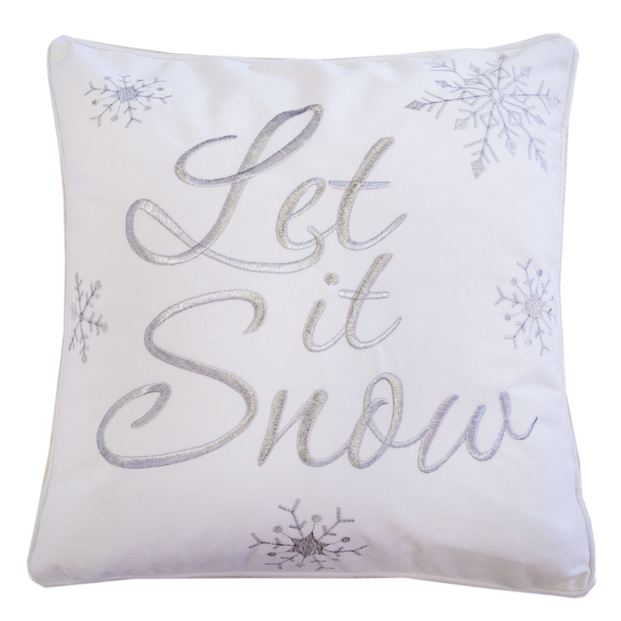 Let-It-Snow-Embroidered-Cotton-Throw-Pillow-–-20x20'-White-Christmas-Cushion-with-Snowflakes-&-Insert-Throw-Pillows